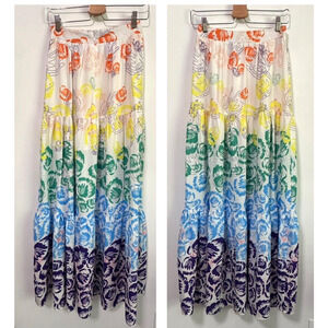 L'Atiste By Amy‎ Midi Skirt S Floral Boho Colorful Summer Party Vacation Brunch